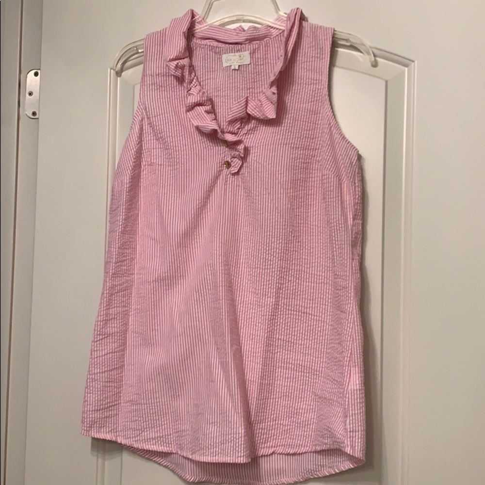 MudPie Pink Seersucker Tank